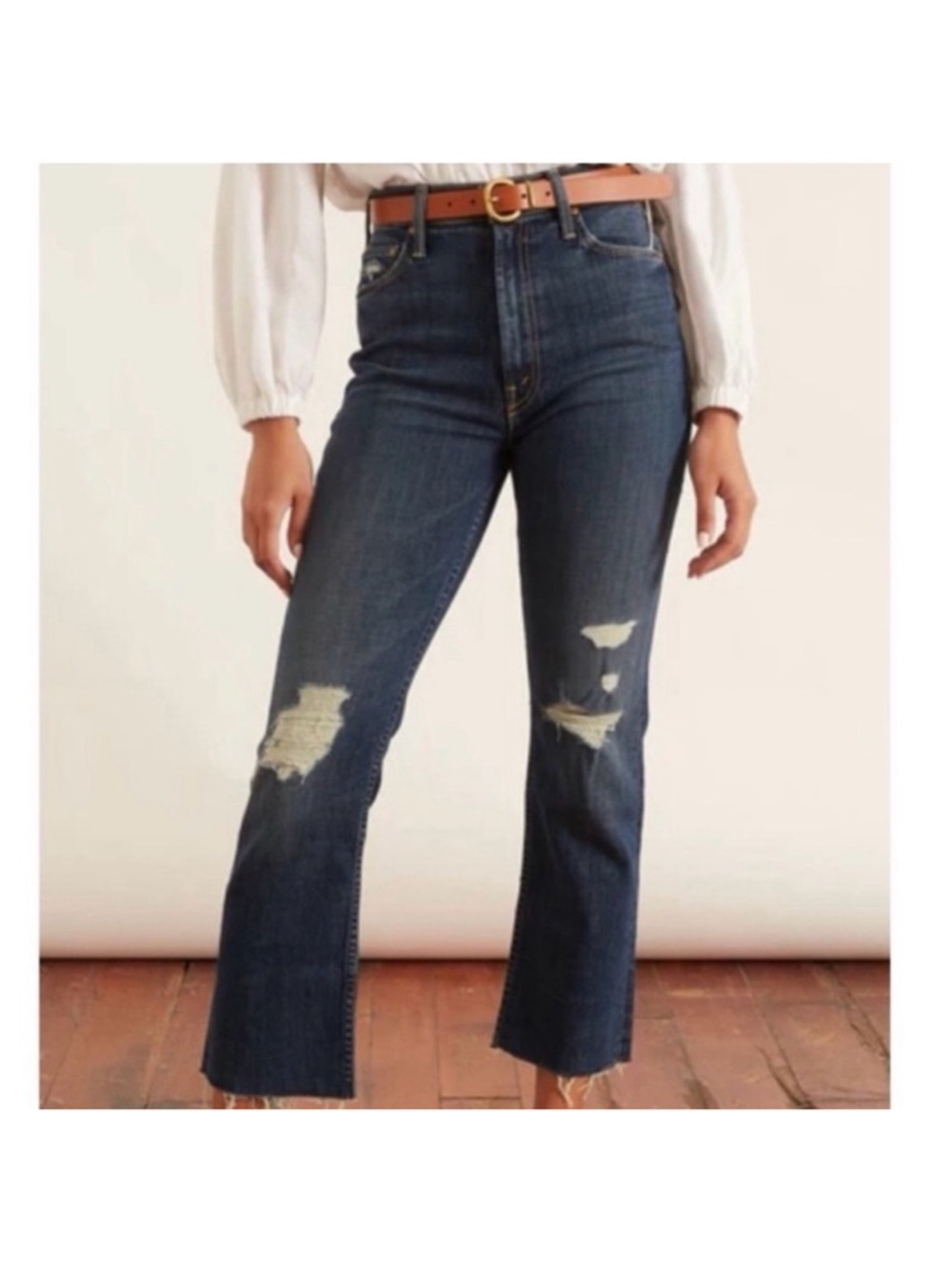 MOTHER The Scrapper Cuff Distressed Boyfriend Jeans